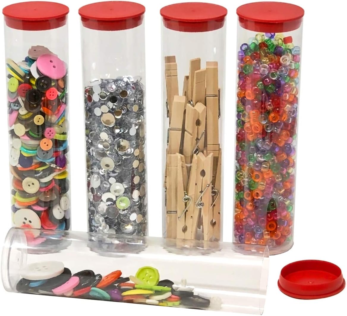 Prestige Import Group - 2" x 8.25" Transparent Clear Plastic (PETG) Storage Tubes with Red Lid - 5 Pack image 2