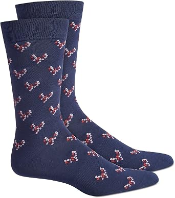 Bar III Mens Seamless Toe Patterned Heart LOVE Dress Socks, Created for Macys Shoe Size 7-12 Sock Size 10-13 Navy