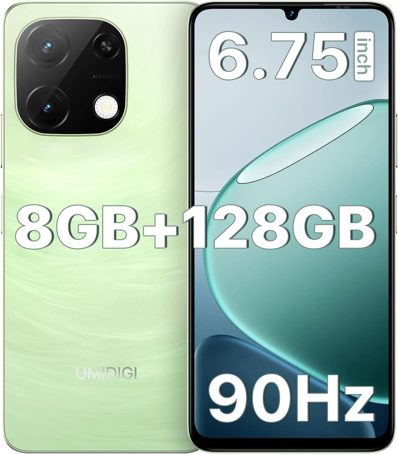 Mobile Phones, 8GB+128GB/1TB TF Android Phones Unlocked,6.75" HD+90Hz Display,18W PD 5000mAh Battery, 13MP+8MP, Sim-Free Smartphone 4G Phone Dual SIM/Face ID&Fingerprint/GPS/3.5mm Jack/OTG,G9T
