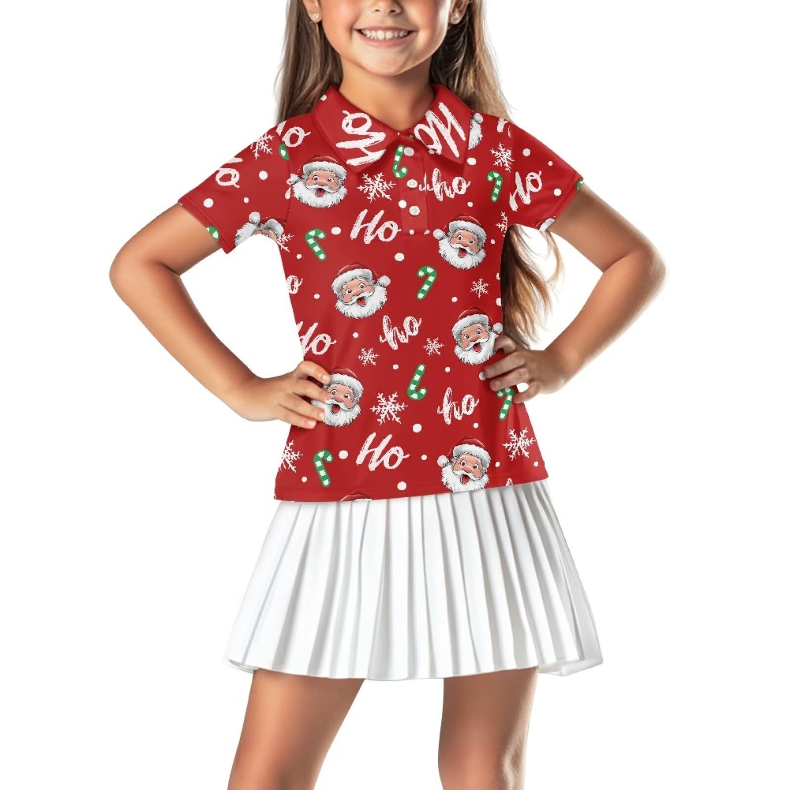 Girls Short Sleeve Golf Shirt 3 Button Up Lapel Collar Tennis Shirts Quick Dry Uniform Athletic Tank Tops for 5-14Y