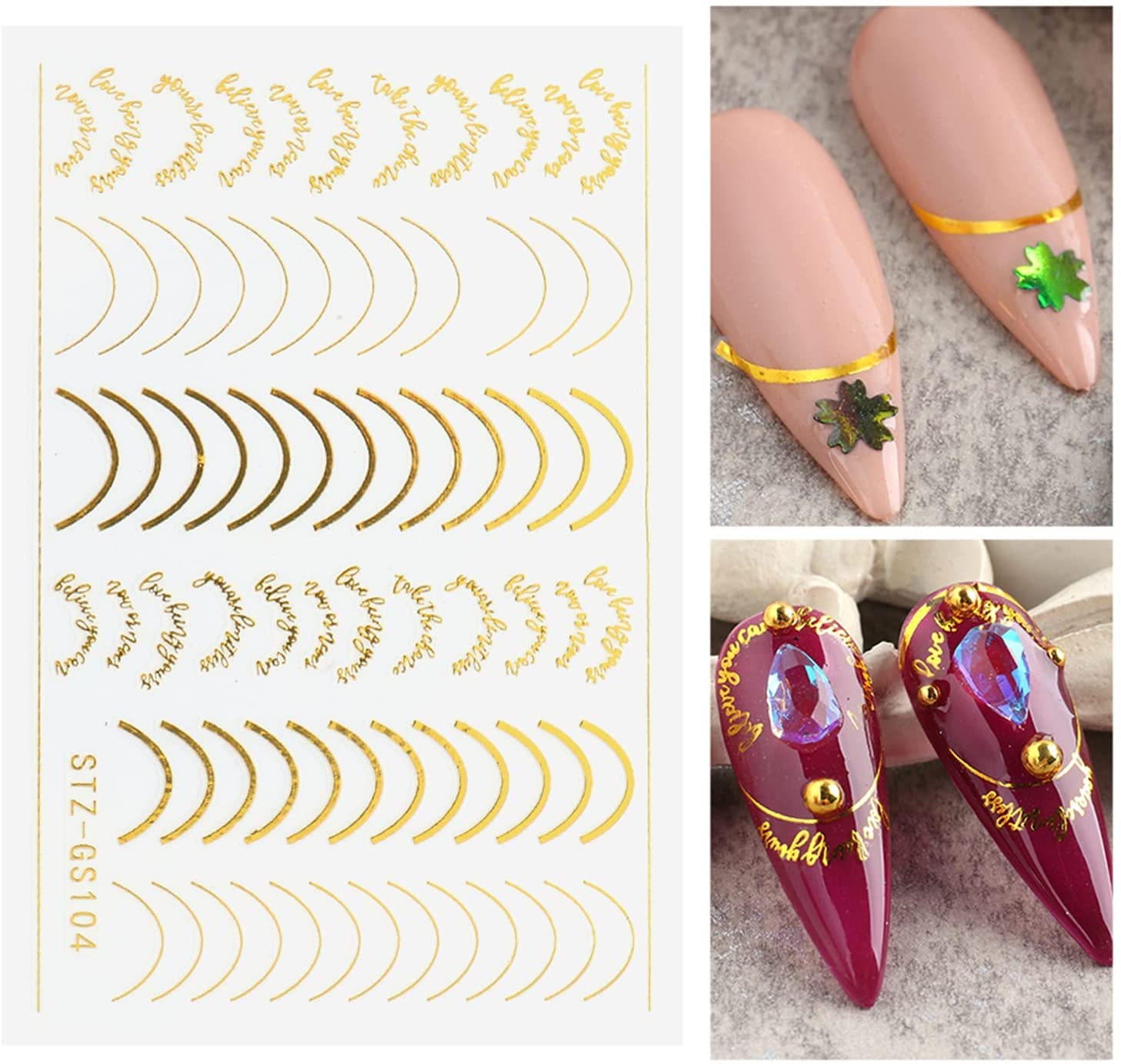 Amazon | LANODO 12枚 ネイルシール 極細ライン、フレンチシール