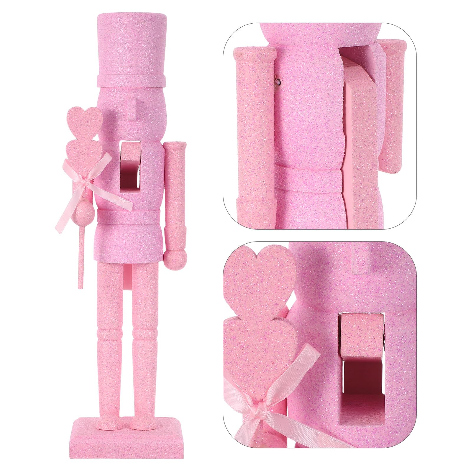 Toyvian Valentinstag Nussknacker Figur 36cm Holz mit Glitzer Tischdekoration Soldat Weihnachtsdeko Bruchsicher