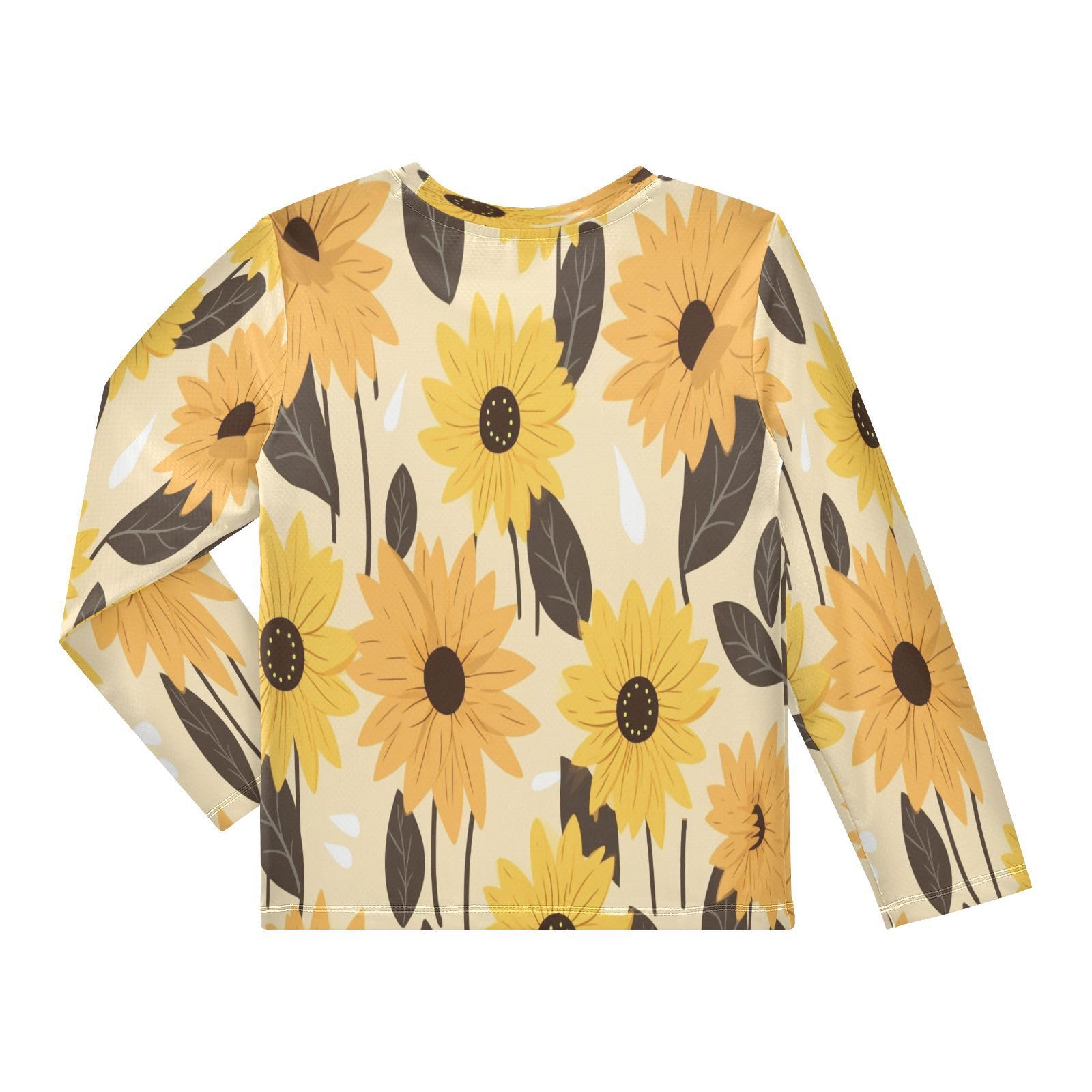 Boys Rash Guard Swim Shirt Long Sleeve UPF+ 50 Sun Shirts Quick Dry Shirt Sunflower Brown Leaves for Toddler Kids