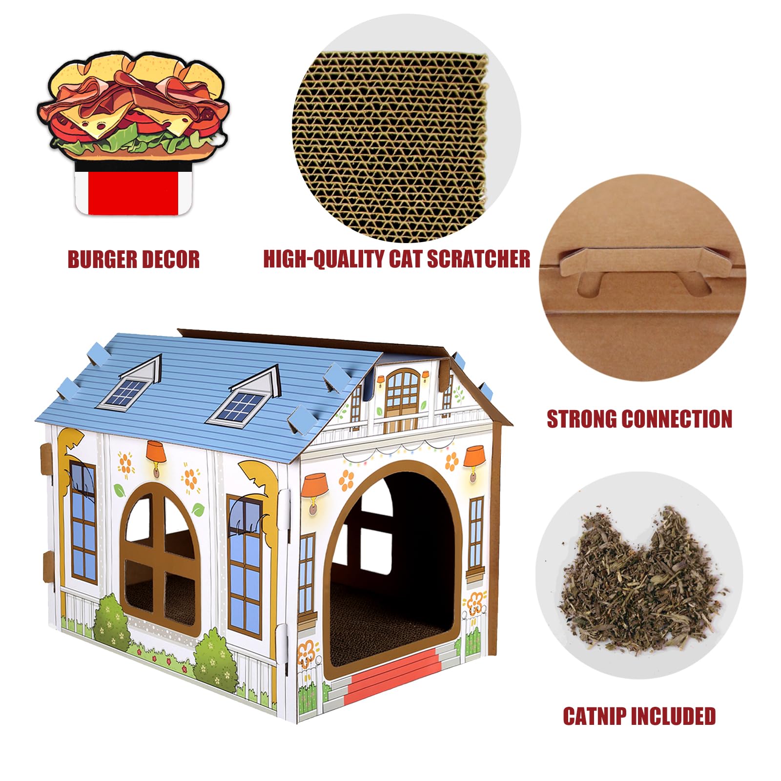 Sekam Cardboard Cat House With Scratcher Catnip 16 5l X