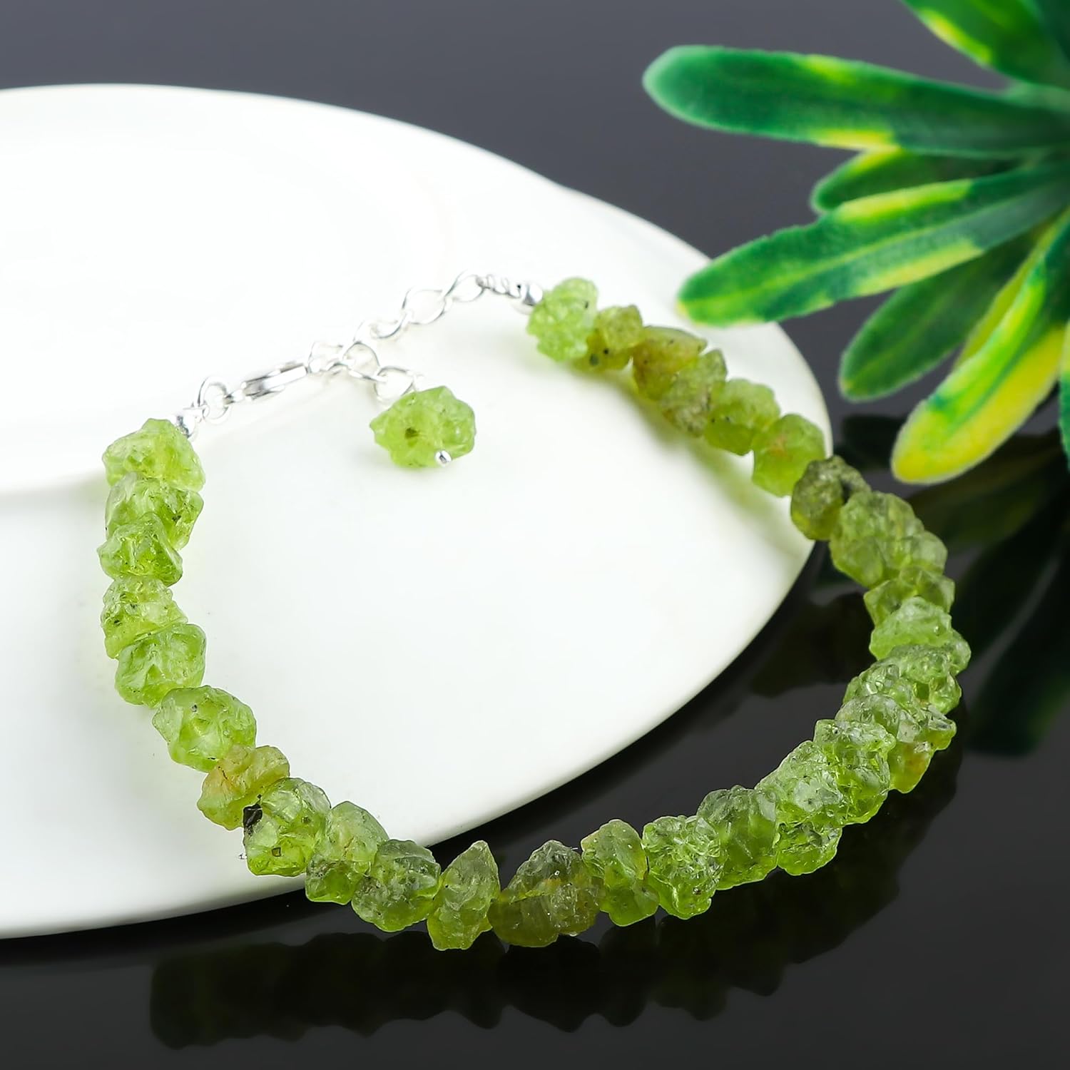 AAA Grade Natural Raw Gemstone Dainty Bracelet, Untreated Crystals Rough Stones, Handmade Hypoallergenic Boho Jewelry, Silver Plated Bracelet, Birthstone, Gift for Women