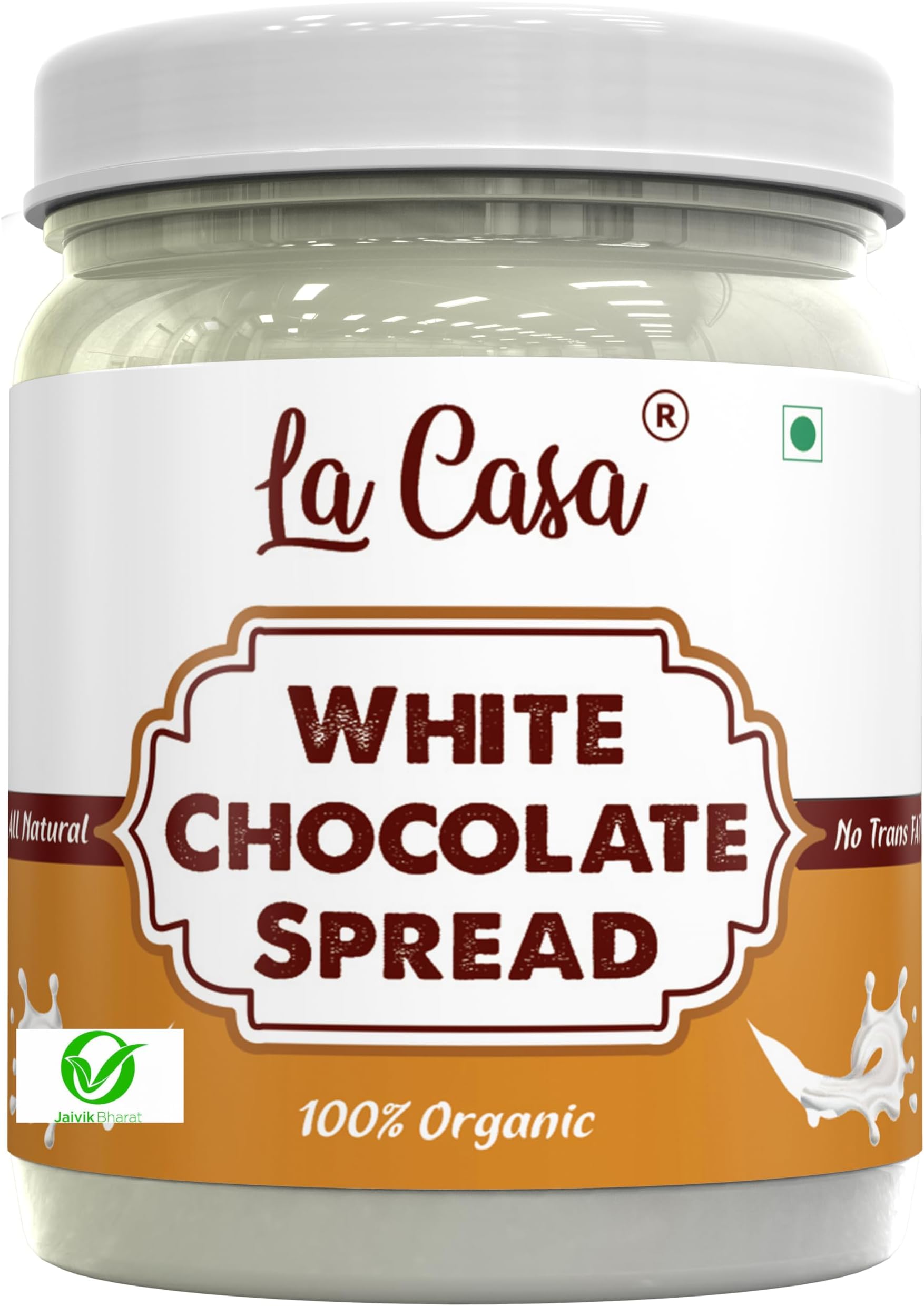 La Casa White Chocolate Spread | Vegetarian | All Natural Ganache | No Colors/Essence/Preservatives Used | 350g |