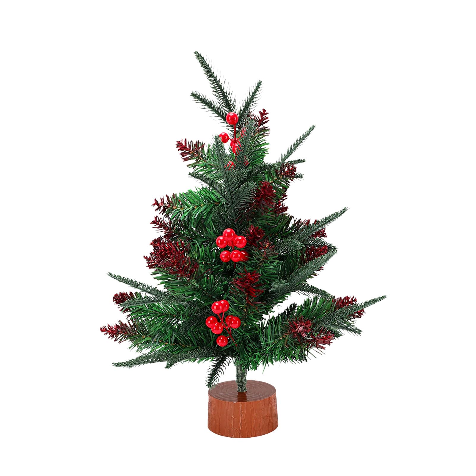 Ejoyous Albero di Natale Artificiale Mini, Pino Decorativo con Bacche,