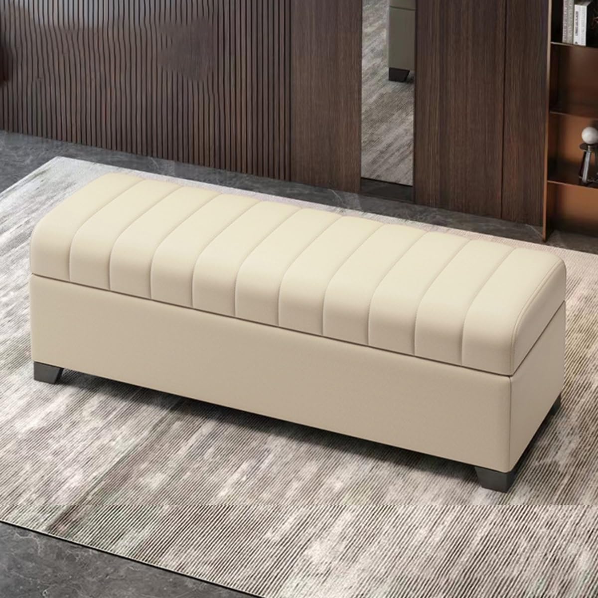 GDMDPTE Storage Bench with Shoe Rack Entryway Storage Ottoman Bedroom Shoe nizer Footrest for Sofa Ideal for Hallway & Living Room (Apricot 31.5in)