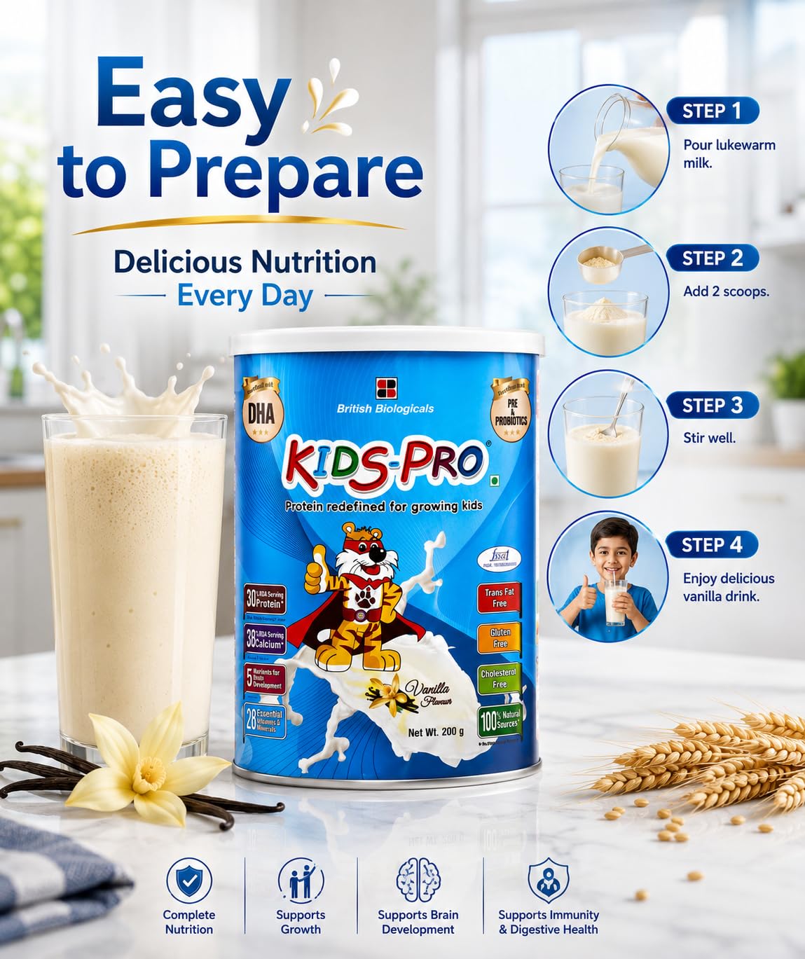 Kids-Pro Protein Powder for Growing Kids, Vanilla Flavour, 200g — Amazon image 8