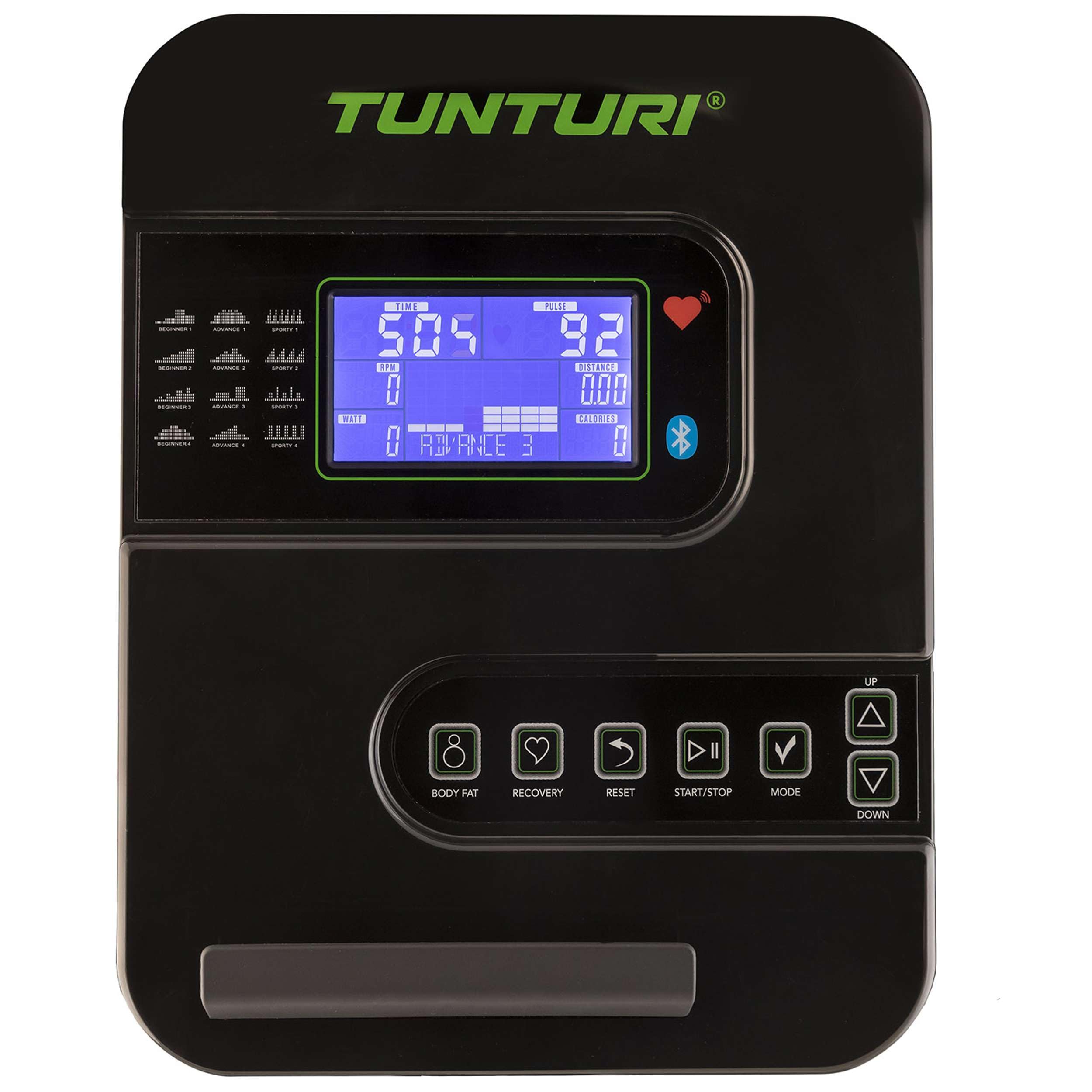 Tunturi Trenażer domowy Star Fit E100 HR i + – rower treningowy do domu – 16 poziomów oporu – 21 programów szkoleniowych – z czujnikami tętna, waga obrotowa 8 kg