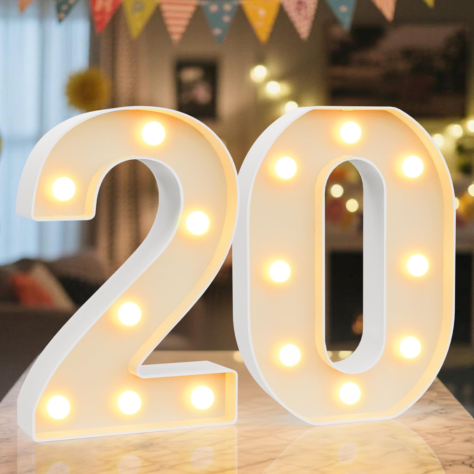 Ledido LED Light Up Marquee Numbers Sign - Cool & Warm Light up Numbers for 40th Birthday Decorations, LED Number Lights for Wedding Anniversary Grad Home Bedroom Table Wall Party Decor, Number 40 — view 24
