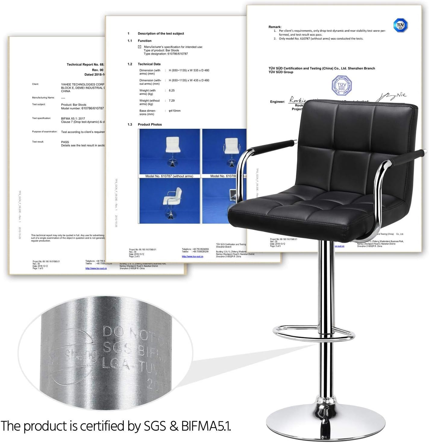 Yaheetech Bar Stools Adjustable Counter Stools Bar Chairs Synthetic Leather Modern Design Swivel Barstools Gas Lift Stools for Kitchen Counter 360 Degree Swivel Seat Top, Set of 2 Black : Home & Kitchen