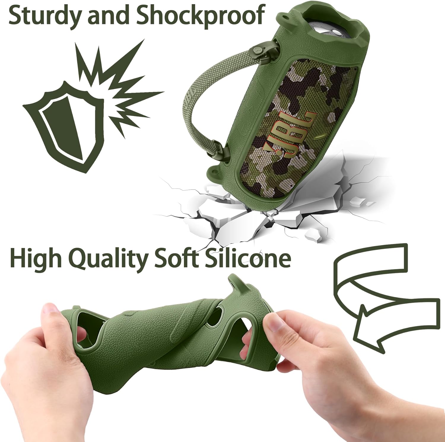 Silicone Case Compatible with JBL Charge 6 Portable Bluetooth Speaker(Green Cover) - Image 6