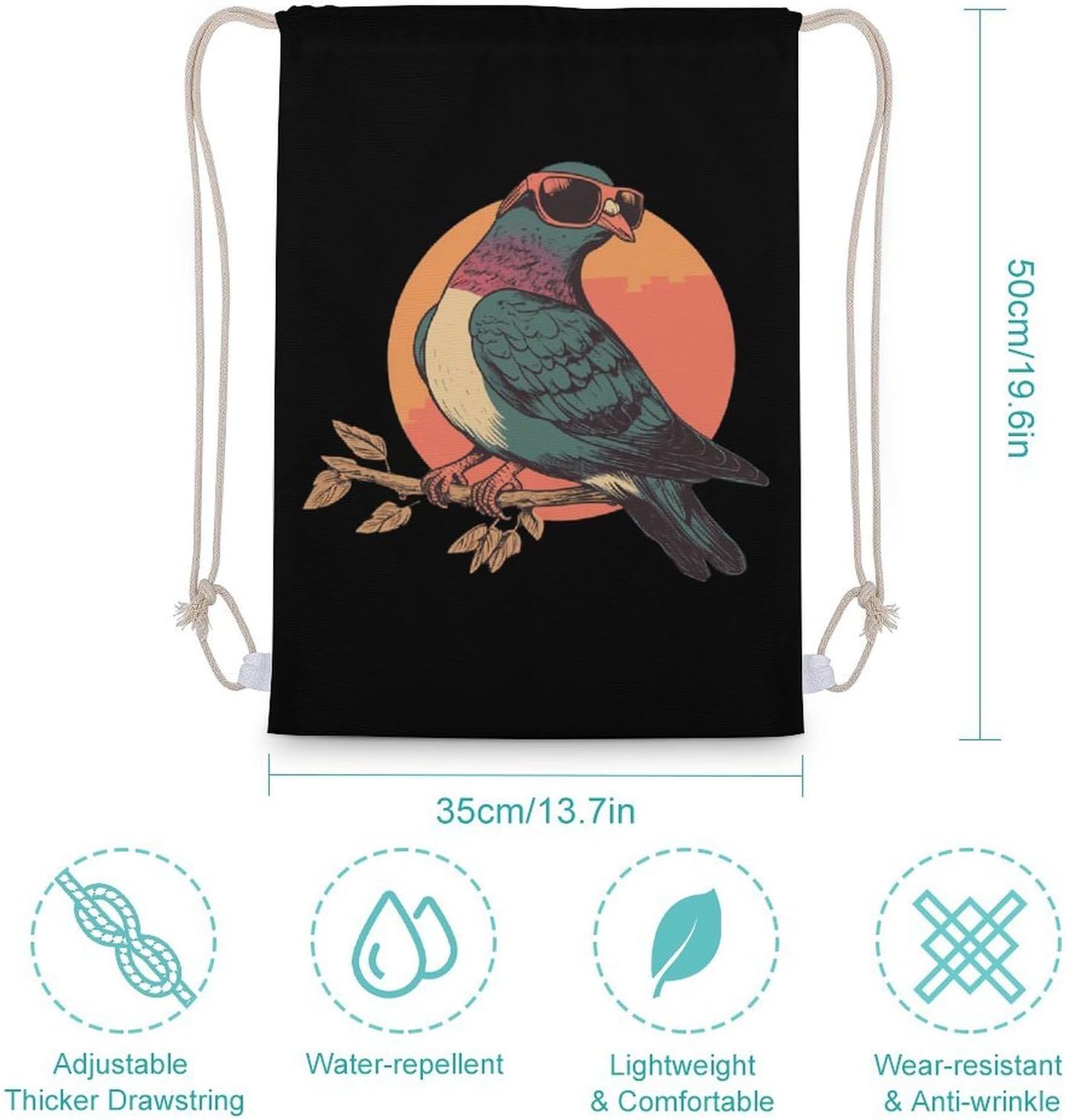 Pigeon Drawstring Backpack for Men Women Sports Gym Bag String Bag