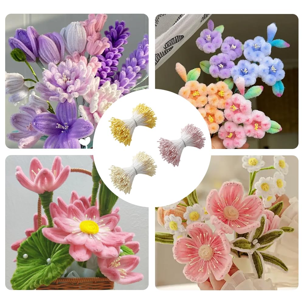 1260 Pezzi Pulitore Pipa Fiori Fai da te a Doppia Testa Pistile Pistilli per Fiori Finti per Bouquet Fai da te Decorazioni
