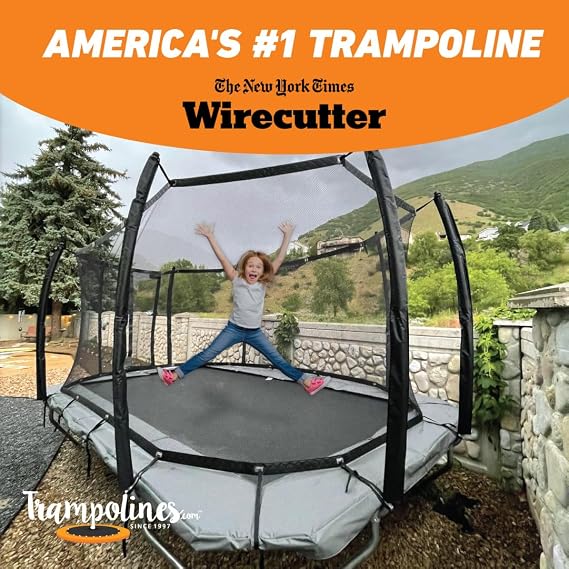 Avyna Pro-Line Above-Ground Trampoline with Safety Enclosure - Large Round Outdoor Trampoline for Children and Adults - Black, Polypropylene Mat, Steel Frame and Springs, Combined Pad