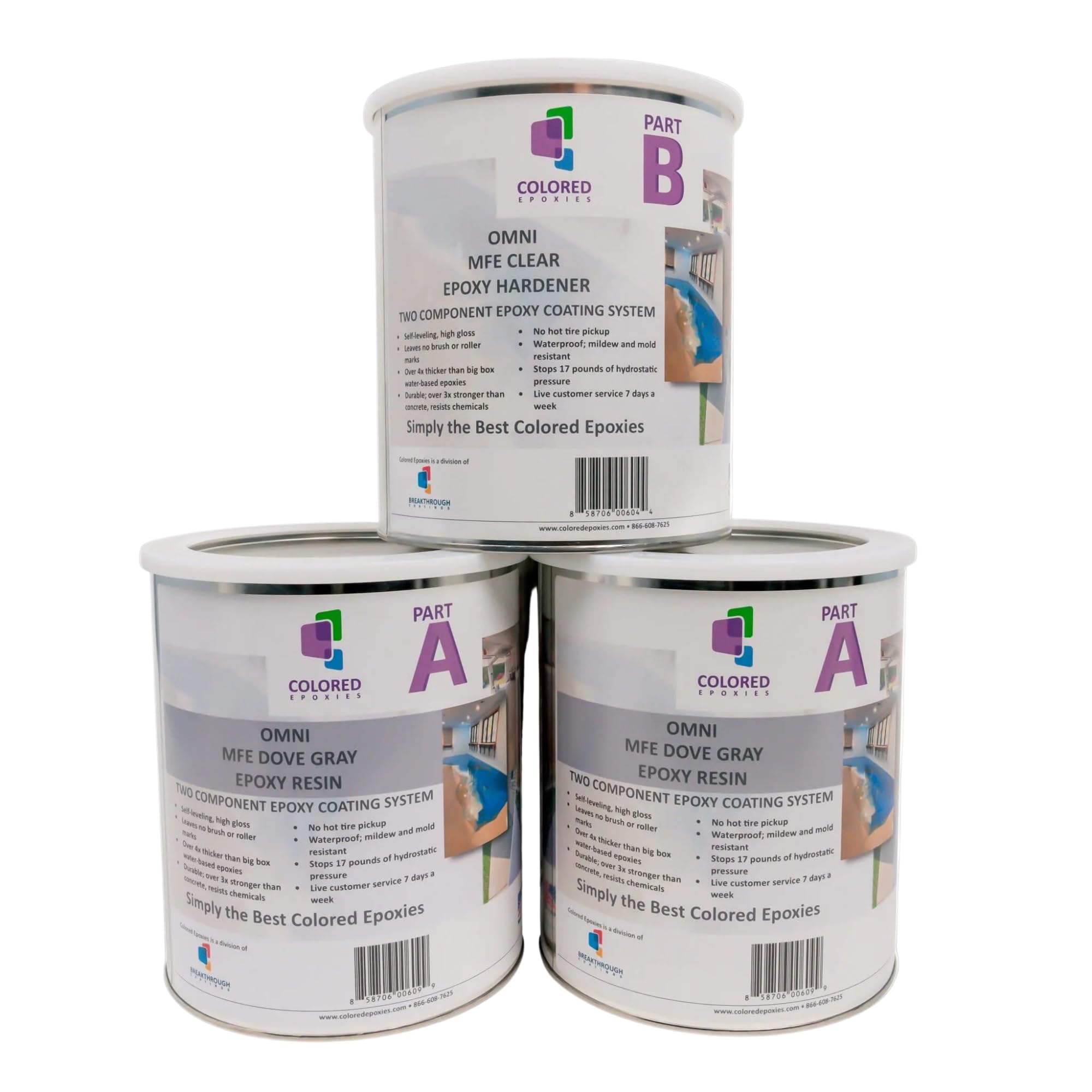 Colored Epoxies Dove Gray Garage Floor Epoxy Kit, 3 Epoxy Resin Gallon