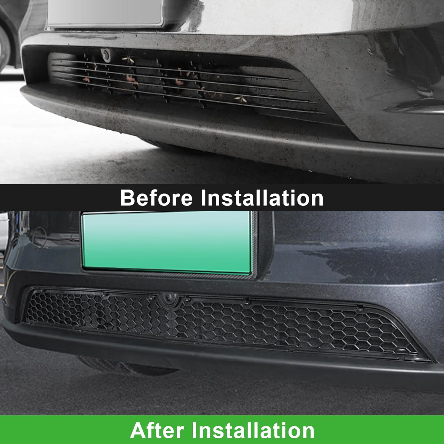 Black Grille Mesh Inserts for 2026 Tesla Model 3 Highland (Refresh) - Front Bumper Air Inlet Vent Cover with Camera Cutout - Compatible with AWD/RWD (Not Fit Performance)