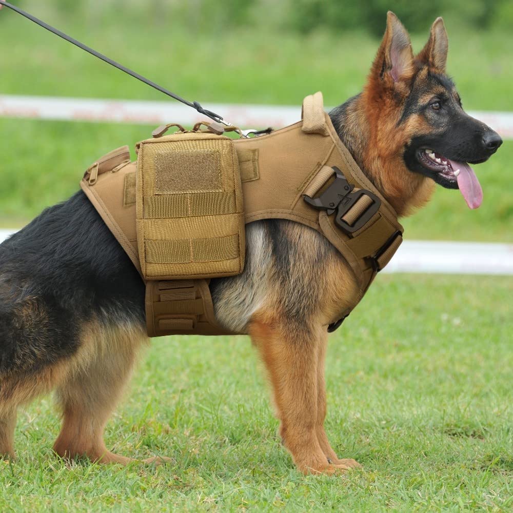 2 bolsas tácticas laterales para perro, bolsa de sillín de nailon 1000D Molle para arnés táctico para perro