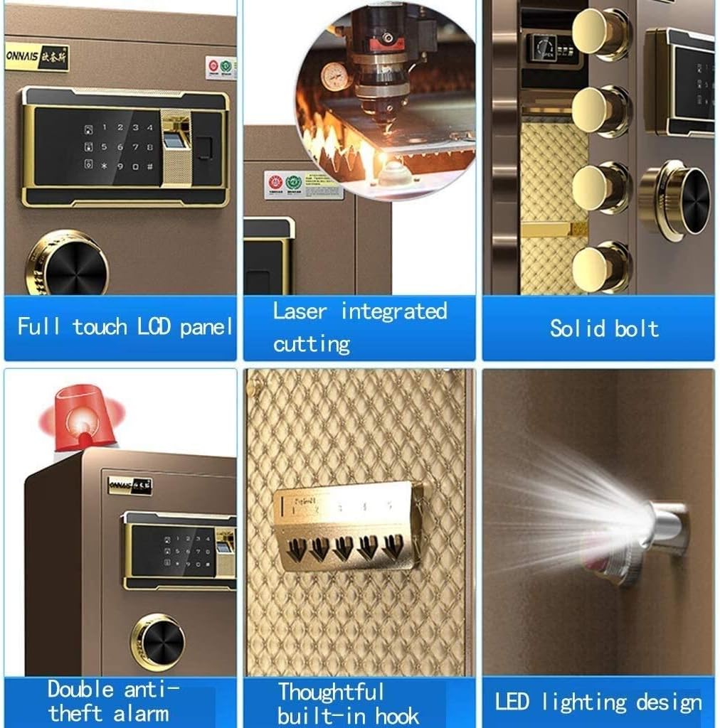 Safes Password Safe Home Alarm Office in-Wall Invisible Safe Small 45cm Anti-Theft Safe Deposit Box (Color : Gold) (Black)