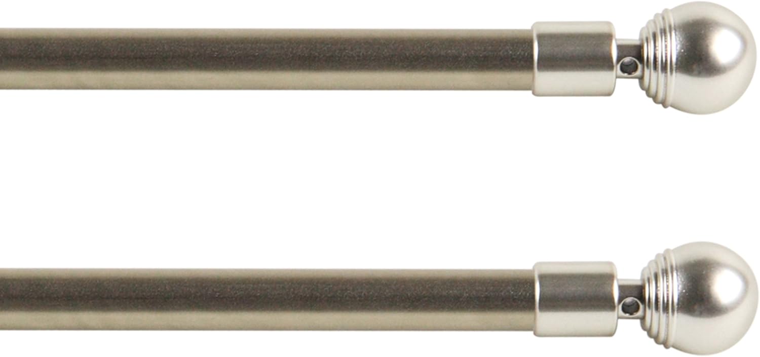 Pearl 7/16" Café Rod, 28-48 inch - Satin Nickel (Set of 2)