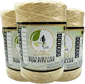 KIT C/3 Un. Barbante Sisal 3mm Rolo 300 Metros Artesanato Decoração Amarração Tapete