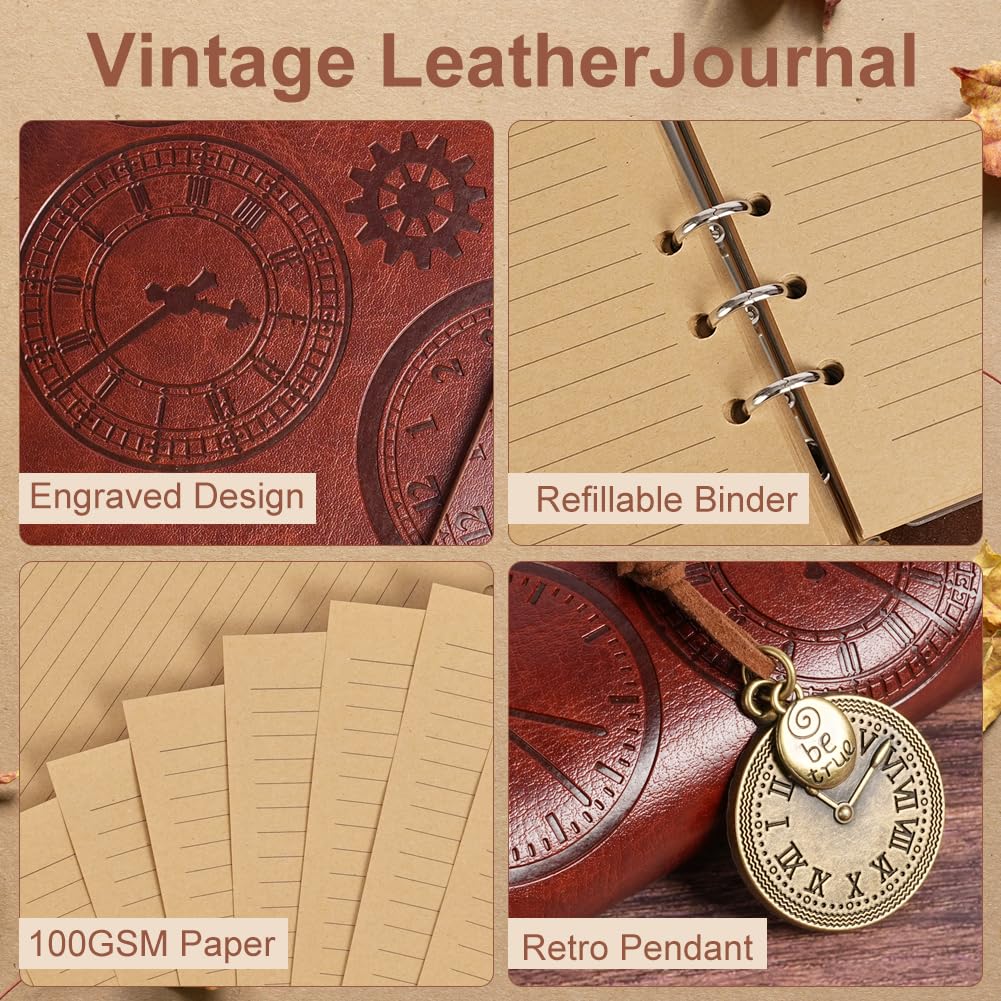 ANOMM PU Leather Journal Notebook, Refillable Notebook with Lined Pages, Travelers Notebooks, Spiral Bound Journal - Image 2