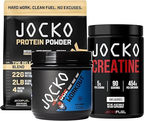Jocko Pre entrenamiento, proteína en polvo y creatina (paquete de 3)