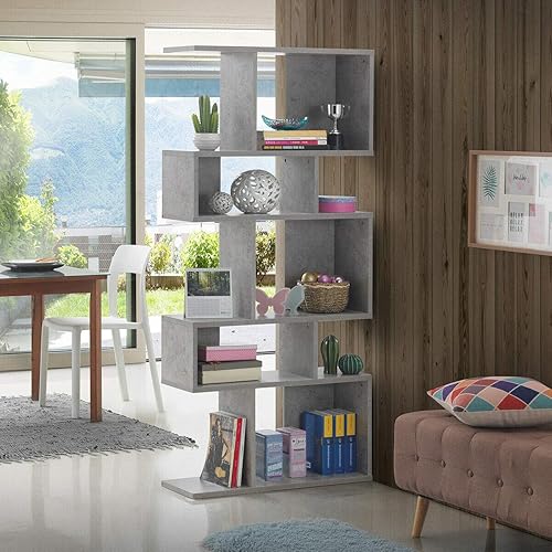 Miniatura 2 de Giantex Estantería geométrica de 5 niveles, 70" de alto, madera independiente, estantes abiertos decorativos de exhibición con dispositivo