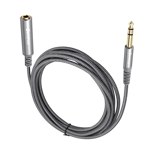Miniatura 9 de Devinal Cable de extensión de auriculares estéreo de 0.250in de 14 de pulgada macho a 14 hembra estéreo para guitarra, cable de audio chapado en