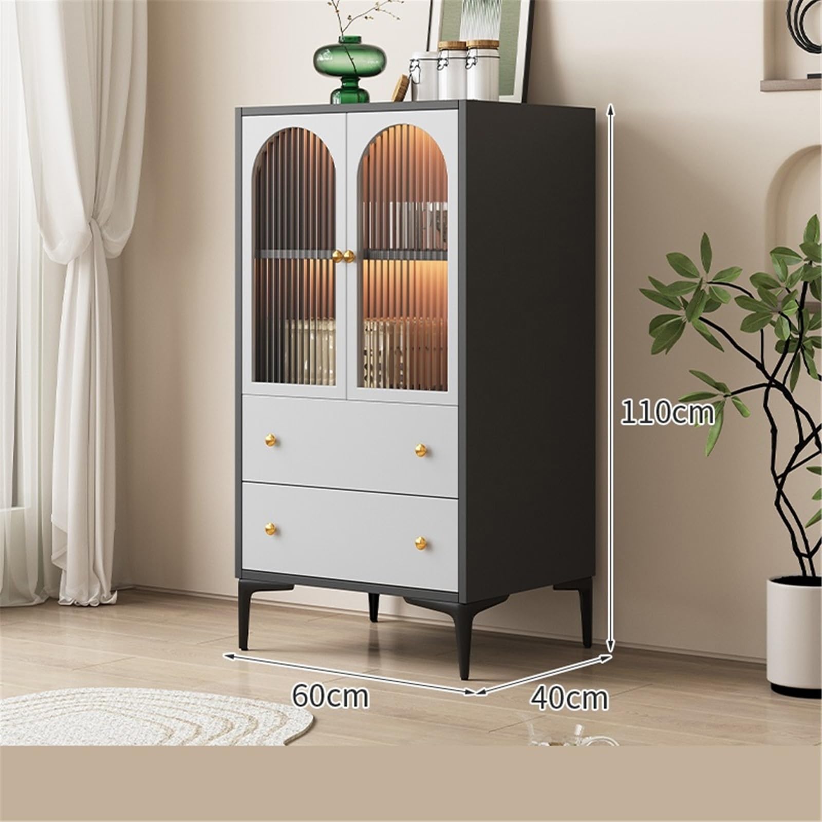 Buffet autoportant Buffet en Bois à Double Porte vitrée surélevée et tiroir Simple for Le Rangement de la Maison, du Restaurant ou Cuisine