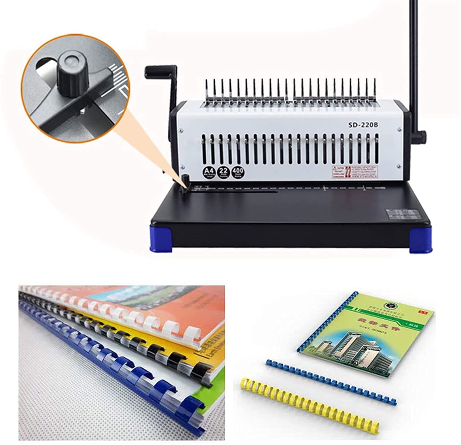 Macchina per rilegatura di libri per impieghi gravosi Macchina per rilegatura a spirale per carta Raccoglitore per rilegatura a spirale A4 21 fori Capacità di rilegatura di 400 fogli Perfetto per do