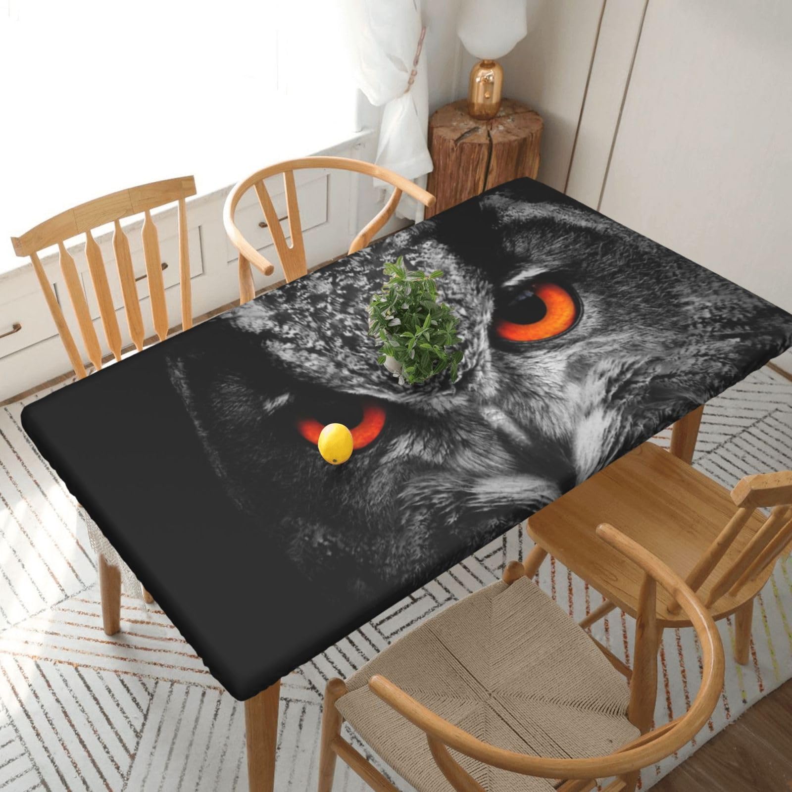 BNVSADC Owl Eyes Printed 5FT Tablecloth Polyester Kitchen Water Resistant Table Cloth Dining Table Decoration Table Covers, 152x76 CM