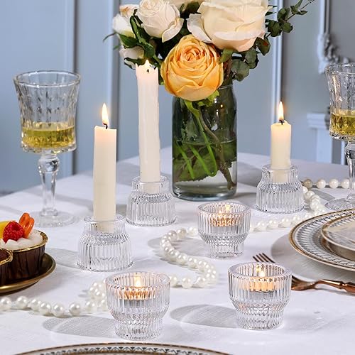 Miniatura 7 de 12 portavelas transparentes cónicos, portavelas de cristal, portavelas de té para centros de mesa de boda de otoño, decoración de mesa, portavelas