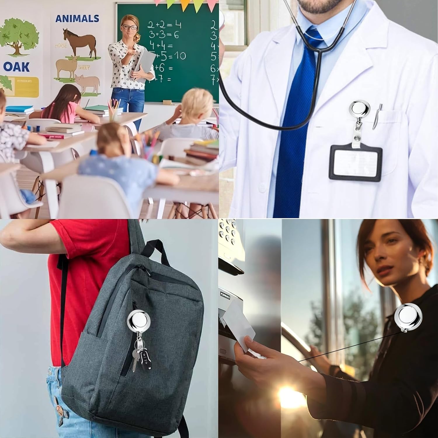 30 Pack Badge Holders, Silver Retractable Badge Reels, Durable Metal Spring Clip (Silver) - 24 Inch Retractable Cord Lanyard - Image 7