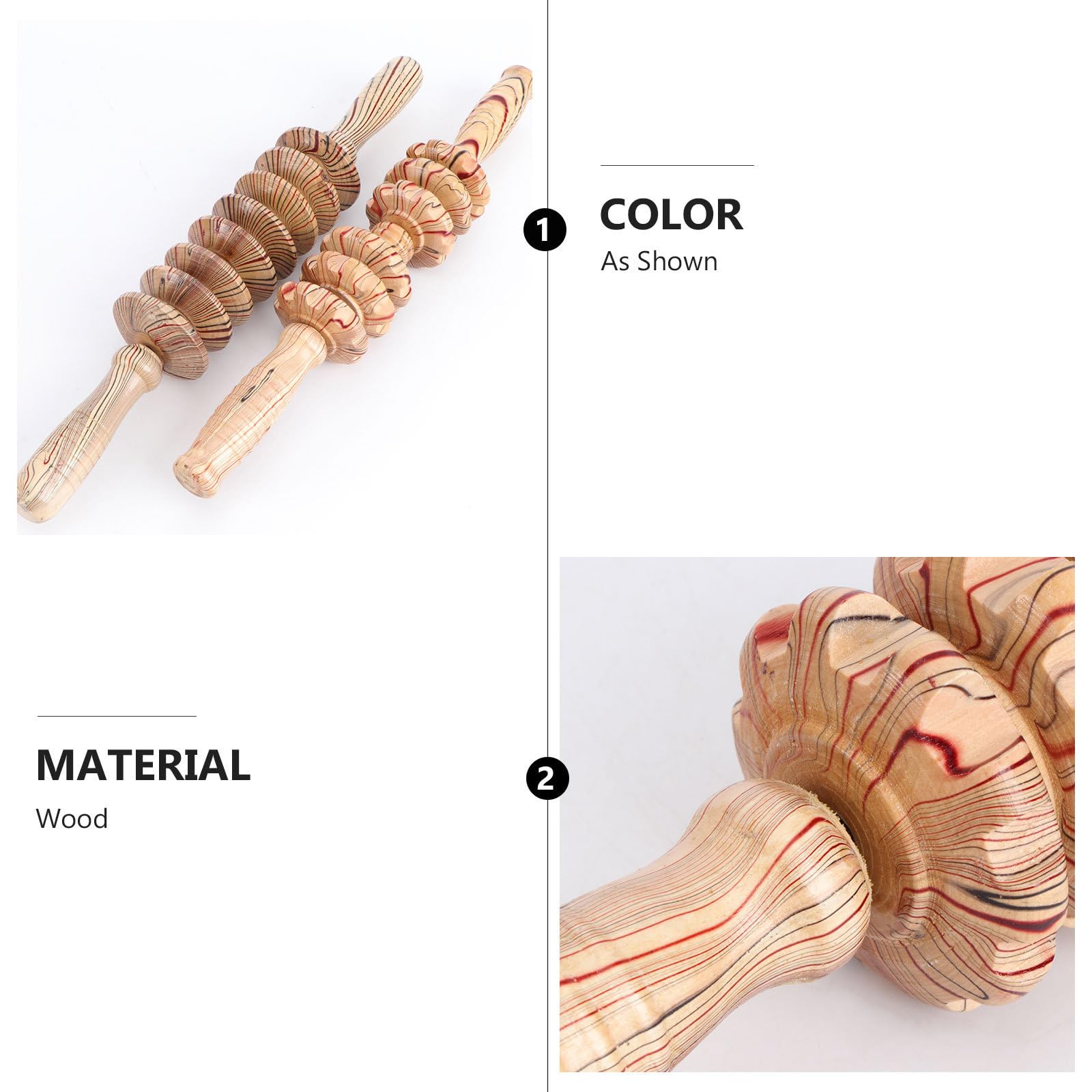 Palo de Masaje Abdominal de Madera 2 Piezas Diseño de Rodillo para Masaje Relajante Muscular Adecuado para Cuello y Abdomen en Casa