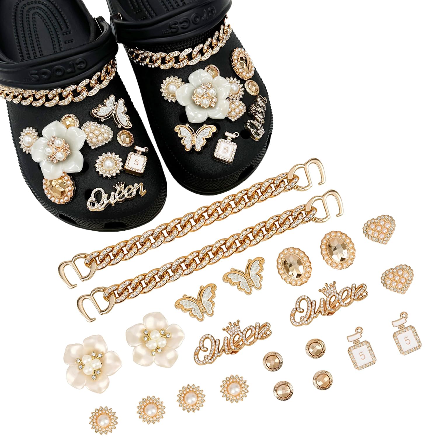 22 Unidades Shoe Charms, Adornos de Zapatos, Encantos Cristal Clog Adornos para Sandalias de Zueco para Niñas Mujeres