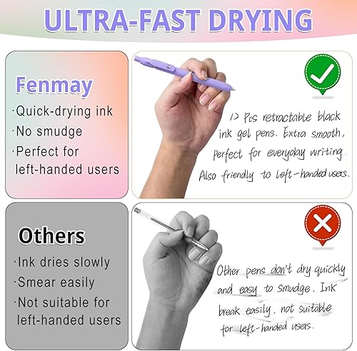Miniatura 3 de Bolígrafos de gel, juego de 12 bolígrafos de punta fina de 0,5 mm, estéticos, de secado rápido, sin manchas, escritura suave, agarre cómodo, lindos