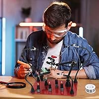 Vista 5 de Helping Hands - Estación magnética de tercer ayudante con 4 brazos magnéticos de soldadura, soporte para pistola de soldadura y base estable grande