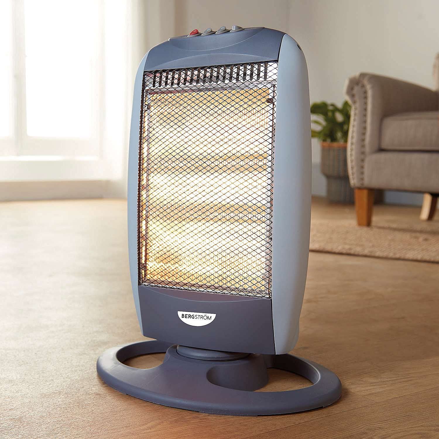 Coopers of Stortford - Halogen Heater with 3 Heat Settings 400W 800W 1200W - Instant Warmth with 75ยฐ Oscillation - Cool Touch Housing and Safety Tip Over Switch - Compact Portable Electric Heater