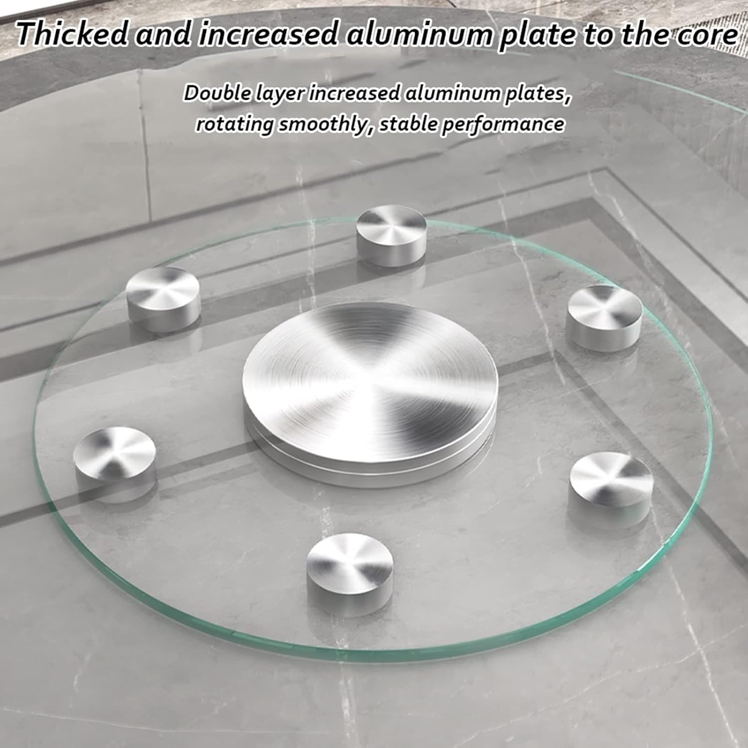 Thick Glass Lazy Susan Heavy Duty Turntable, Round Tempered Glass Table Top,Round Tabletop Serving Plate Transparent Rotating Serving Tray For Dining Table With Silent Bearing Centerpieces (Size : 70