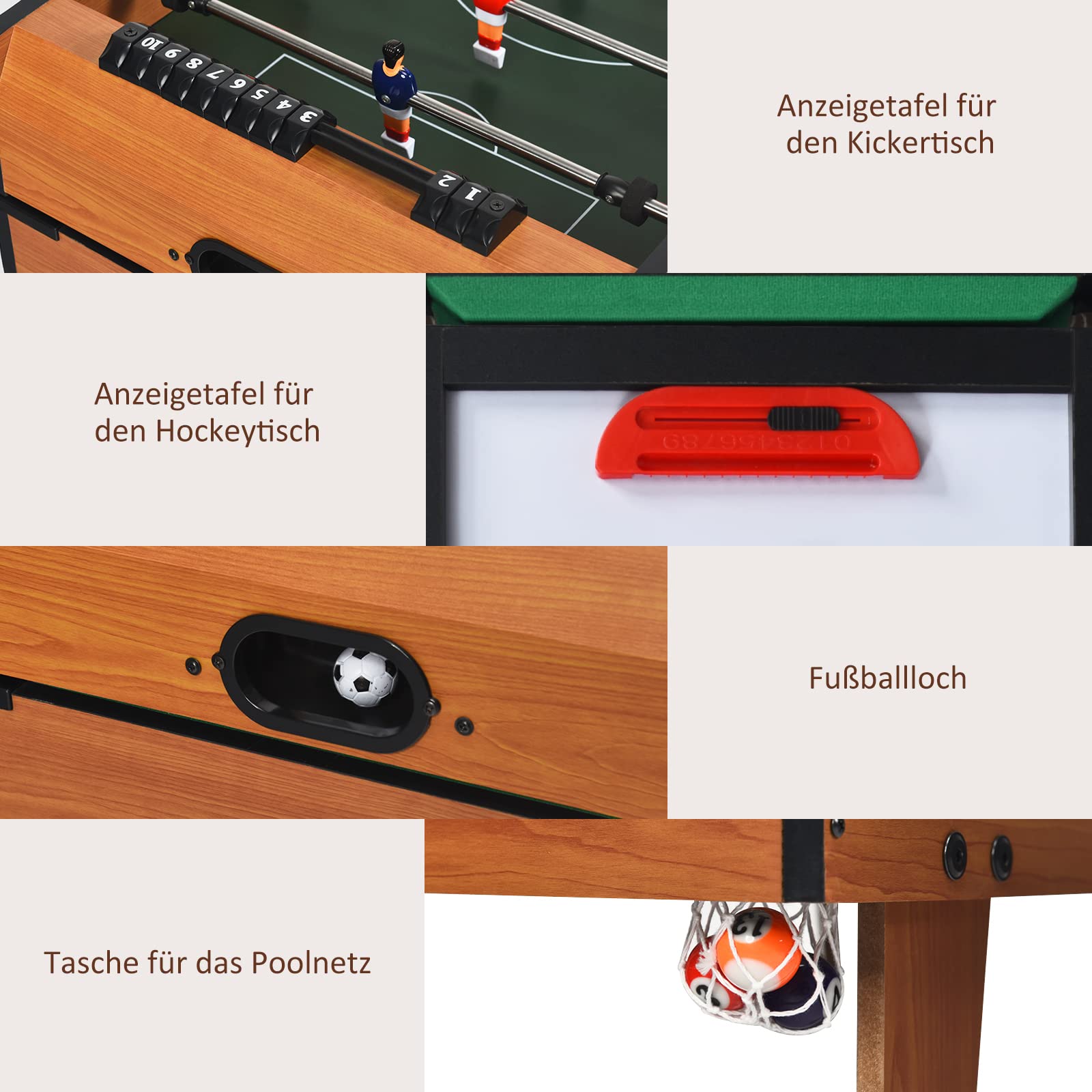GOPLUS 4 in 1 Spieltisch Tischkicker Tischtennis Tischhockey Billardtisch Multifunktionstisch