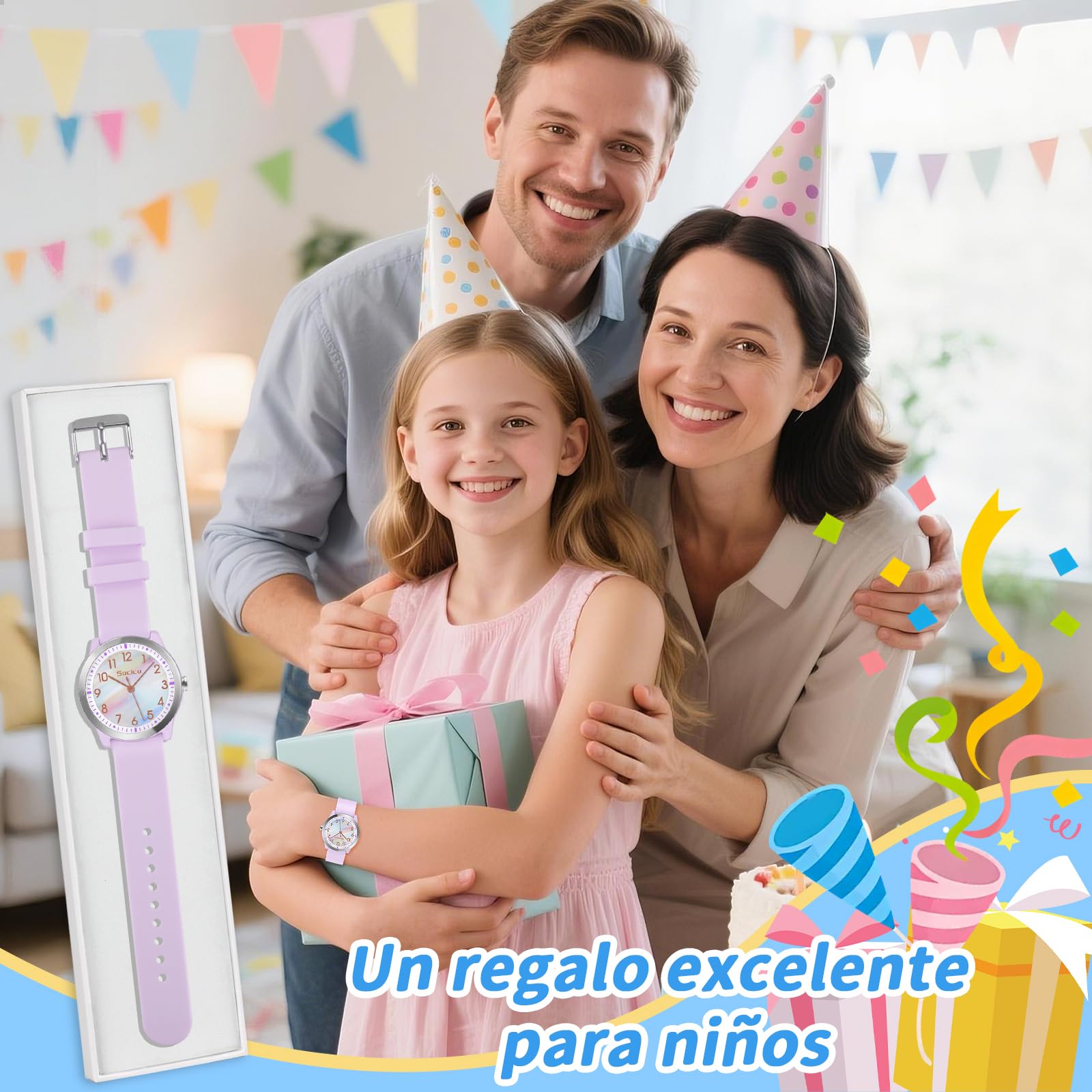 SOCICO Reloj de Pulsera Analógico para Niños Niñas, 5ATM/50M Impermeable Minimalista, Reloj de Pulsera para Niños de 8 a 18 Años Adolescentes