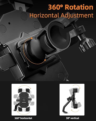 Miniatura 7 de ROCKBROS Soporte de teléfono para motocicleta, teléfonos inteligentes de 4.5 a 7.1 pulgadas, abrazadera de manillar de liberación rápida, rotación