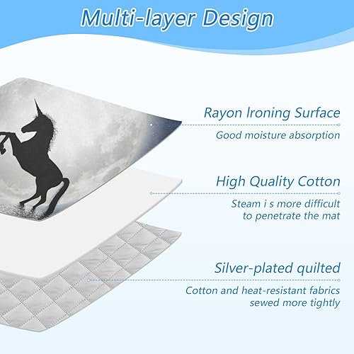Miniatura 4 de Unicorn Moon Homes - Alfombrilla de planchar (tamaño grande, 47 x 28 pulgadas) con acolchado de 0.118 in y soporte de silicona para planchar al