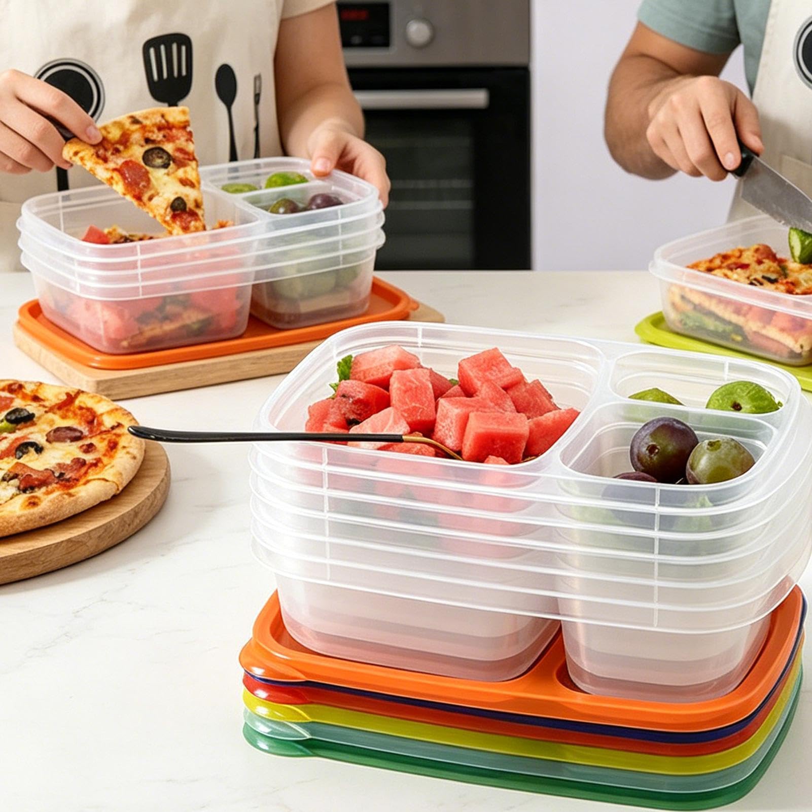 Recipientes Para Meal Prep De Comida Con 3 Compartimentos