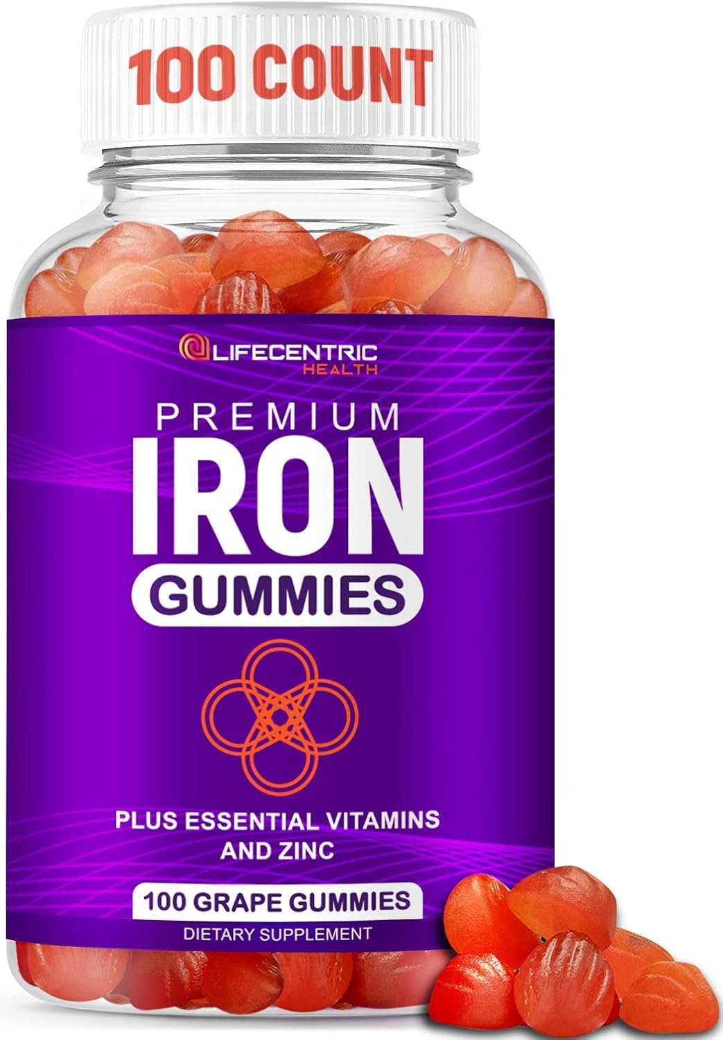 LifeCentricHealth Iron Gummies | Biotin Zinc Vitamin B Folic Acid Gummies | Vegan Gluten Free for Women & Men — Amazon image 2