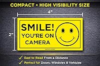 Vista 2 de (Conjunto de 6) cartel de vinilo autoadhesivos "Smile You're On Camera", de 2 pulgadas x 4 pulgadas, LAMINADOS para una máxima protección