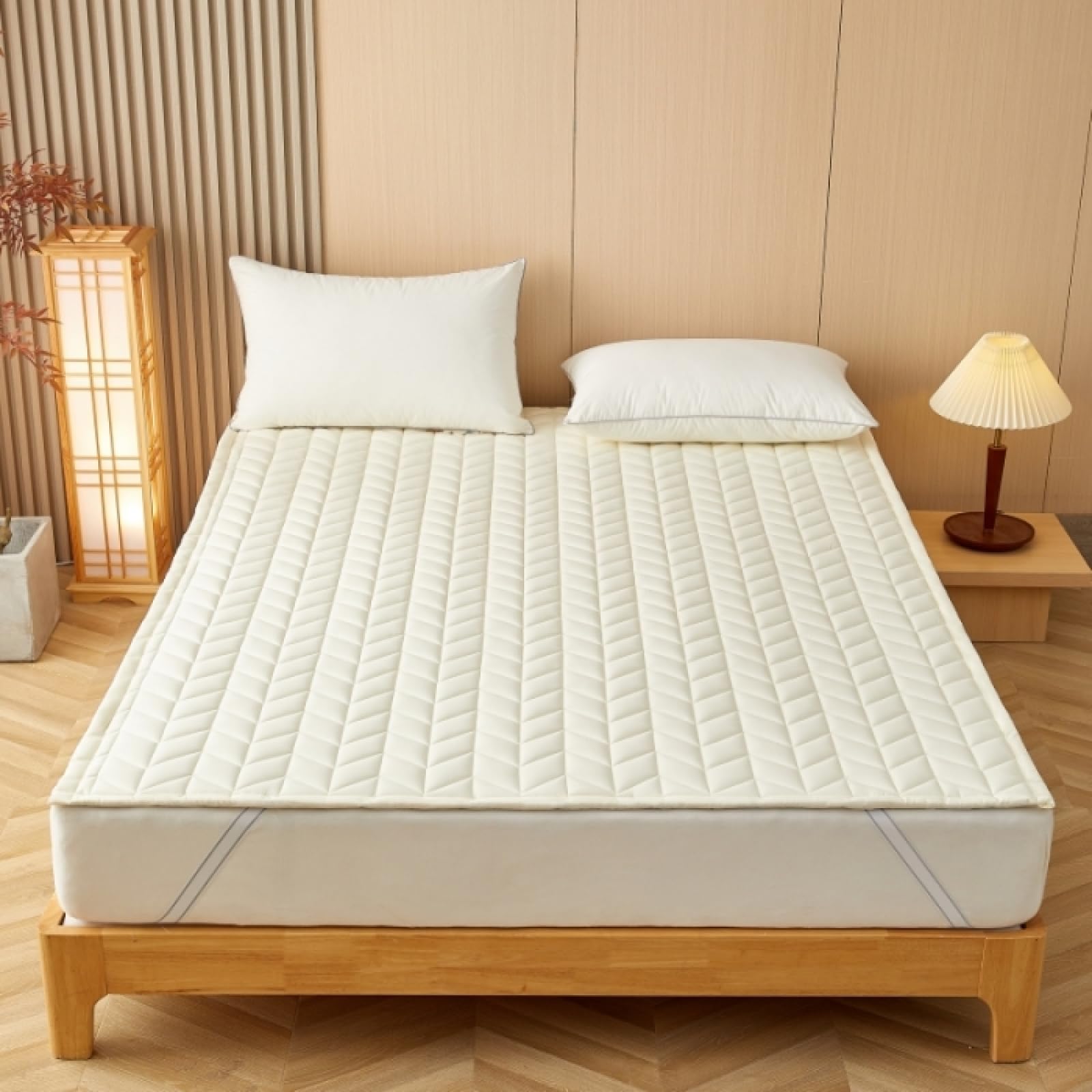 HAIBAMattress Toppers 180x200cm with Elastic Corner Straps White Deep Sleep Mattress Topper Extra Thick Deep Luxury Mattress Enhancer Pad Protector