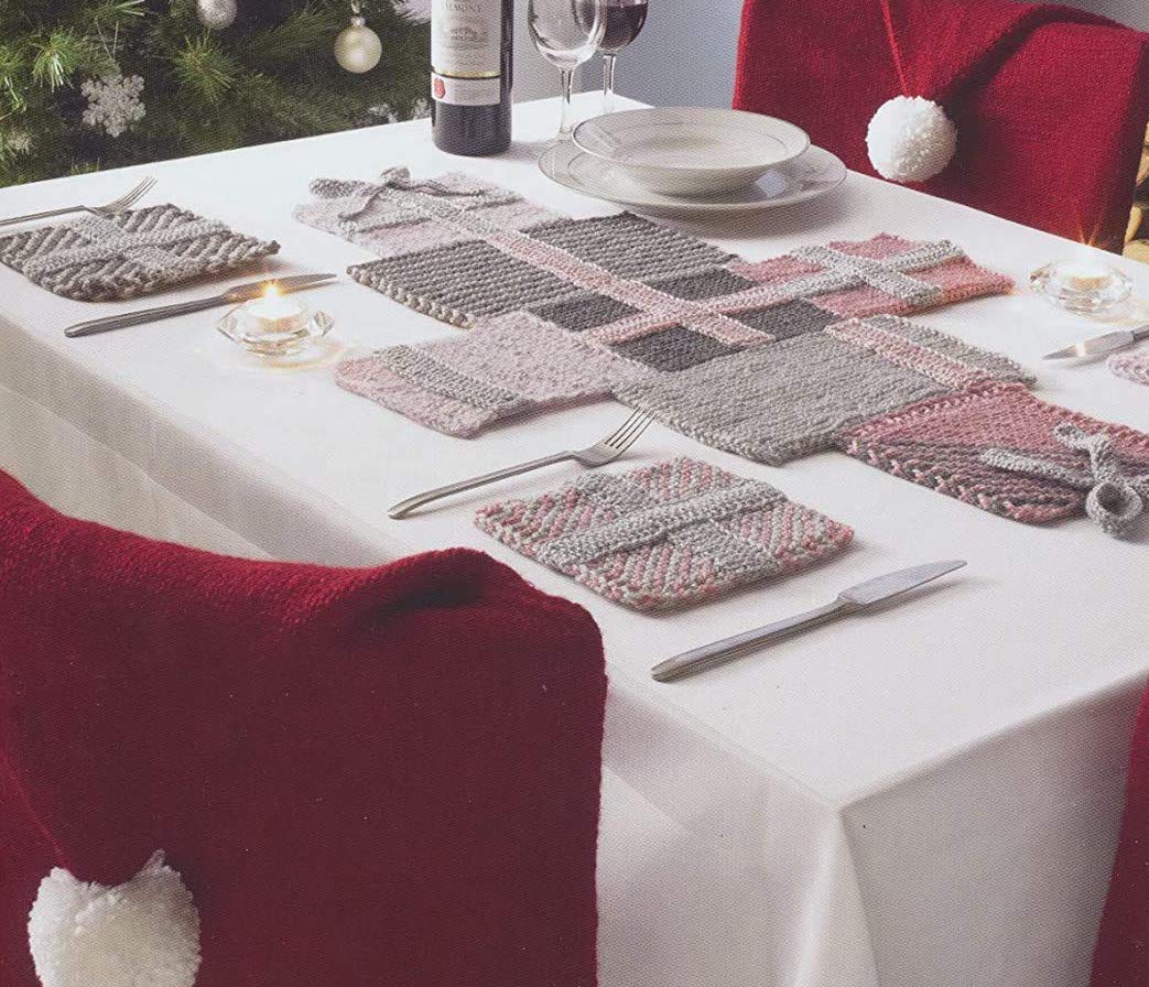 Christmas Knits Book 7 King Cole Wreath Cushion Tableware Knitting Pattern